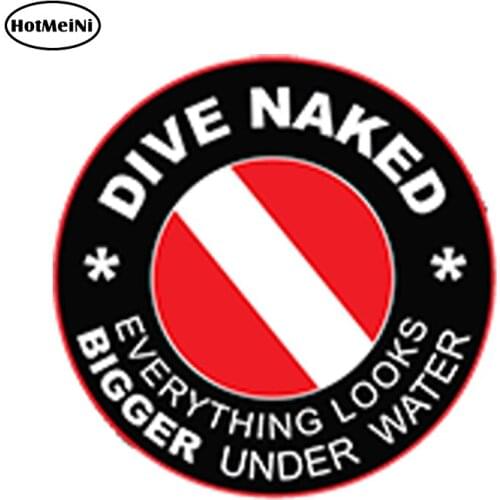 HotMeiNi 13x13cm Car Styling DIVE NAKED Car Sticker Vinyl Scuba Diving Flag Spear Fishing Funny Beach Waterproof Accessories