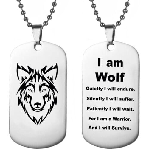 Vnox Rock Wolf Military Dog Tag Pendant Necklaces for Men Team Fight Jewelry with Stainless Steel Metal Chain Neck Chain Choker