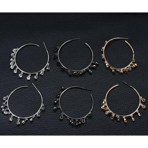 HIBRIDE Tassel Drop Cubic Zircon Statement MAXI Hoop Earring For Women Wedding DUBAI Bridal Round Circle Hoop Earrings E-839