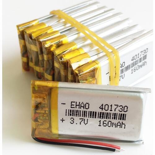 Wholesale 10 pcs 3.7V 160mAh 401730 Lithium Polymer Li-Po li-ion Rechargeable Battery for Mp3 GPS bluetooth Camera 4*17*30mm
