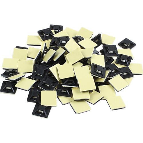 100 Pcs Self Adhesive Cable Tie Mount Base Holder 20 x 20 x 6mm