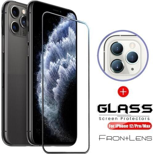 2 in 1 100D Full Cover Tempered Protective Glass For iPhone 12 pro Max 12Pro Max Camera Lens Screen Protector For iPhone 12 Mini