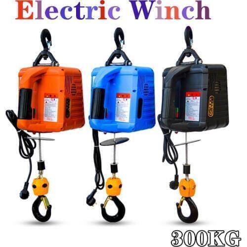 220V 300KG 11.8M Portable Electric Winch with wireless remote controller winch traction block Electric hoist windlass free ship