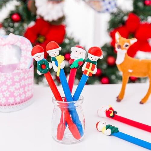 3 pcs Cute Kawaii Plastic Gel Pen Lovely Cartoon Pen For Kids Writing Stationery Student neutral pen Christmas Gifts Wholesale
