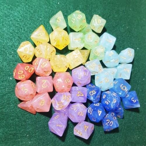 7PCs/set D4 D6 D8 D10 D12 D20 Dichromatic Dice High Quality Polyhedral Dice for Desktop Table Board Game Entertainment