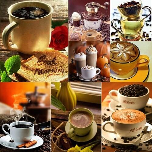 DIY Morning Coffee 5D Diamond Painting Full Round Resin Mosaic Animal Embroidery Cross Stitch Kits Home Wall Decor Gift