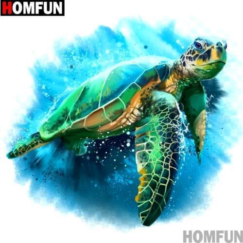 HOMFUN Diamond Painting Full Square/Round Drill 5D DIY "Animal turtle" Daimond Embroidery Rhinestone Cross Stitch Decor A15352