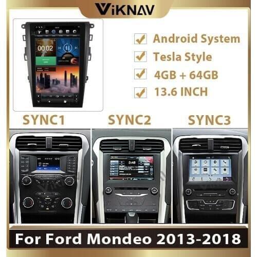 13.6 inch Android System Car radio For Ford Mondeo 2013-2018 Multimedia DVD Player Tesla 64GB Car GPS navigation