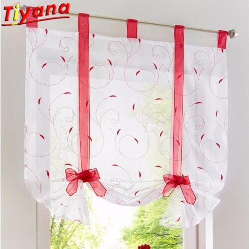 White Short Curtain Light Grey Voile Tulle Red Sheer Curtain Green Childrens Kid' Valance Kitchen Tulle Modern Rod DL003 *30