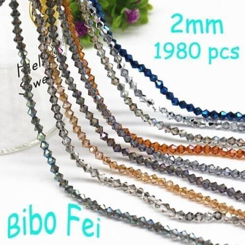 Free Shipping multi color 2mm 1980PCS Czech Glass crystal beads,Bicone crystal beads, bracelet necklace Jewelry Making