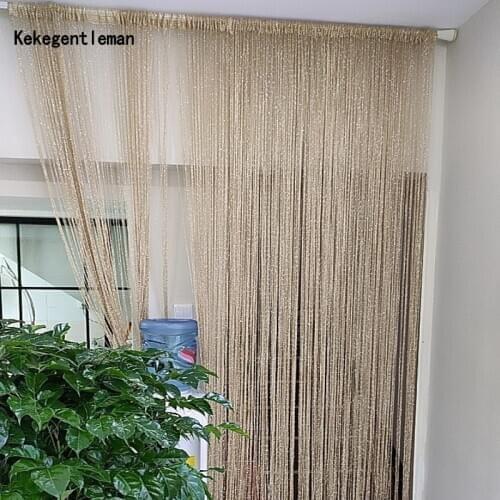 3x2.4m Shiny Curtain String Tassel Line Curtains Window Door Divider Drape Living Room Decor Valance