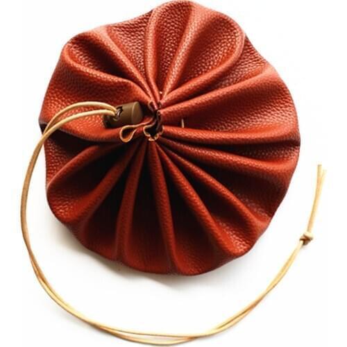 Large PU Leather Drawstring Carry Pouch Bushcraft Survival Camping Bag