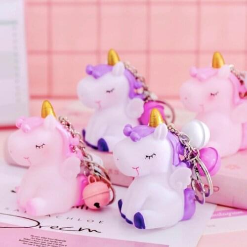Pink girl heart unicorn key chain pendant cartoon creative school bag key chain pendant gift