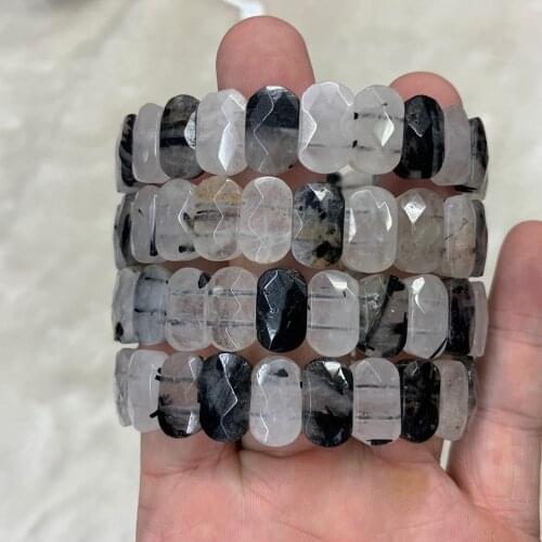 Black Rutilated Quartz/ crystal stone beads bracelet natural gem stone bangle fine jewelry for woman for gift wholesale