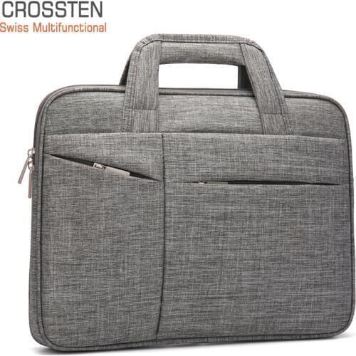 Crossten 15.6 inch Laptop Briefcase Men Women Waterproof Handbag Large Capacity Portable Thin Super slender Messenger bag