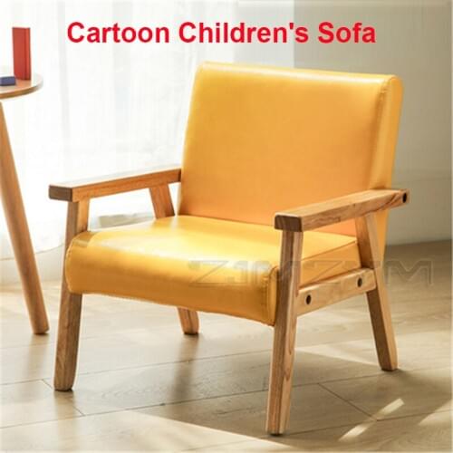 Children Sofa Girl Boy Sofa Chair Solid Wood Soft Fabric Seat Kindergarten Baby Learning Watching TV Leisure Single Sofa Chair