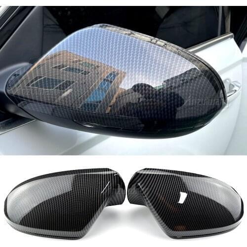 For Audi A6 C7 S6 2012-2018 Car Rearview Mirror Cover Side Wing Protect Frame Covers Trim Carbon black and bright black