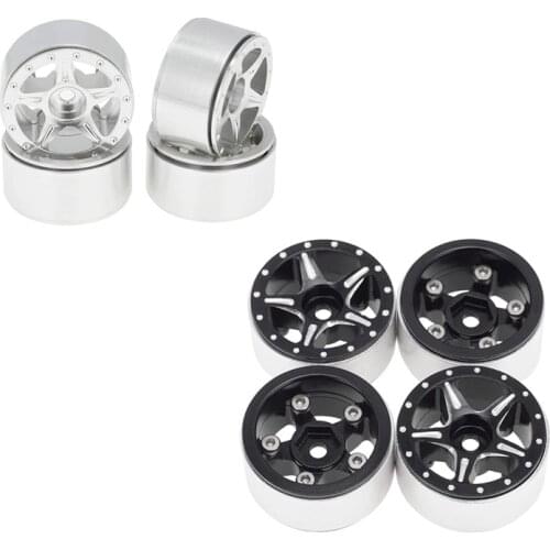 For Axial SCX24 90081 1/24 RC Crawler Car 4PCS 1.0 Metal Beadlock Wheel Rims Wheel Hub Upgrade Parts Accessories