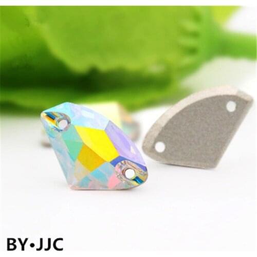 JJC 5 * 10mm flat bottom shaped hand-stitched drilling rhinestone double hole axe glass drill DIY clothing accessories
