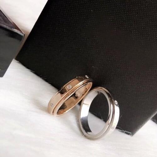 Moving Round Circle Zircon Pure 925 Sterling Silver Finger Ring Double Layer Star Ring Love Forever Women Wedding Jewelry