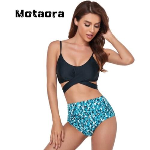 Summer Bandage Biquini New High Waist Bikini Set Sexy Swimsuit Women Two Pieces Push Up Swimwear Solid Cross Strap Bathing Suit