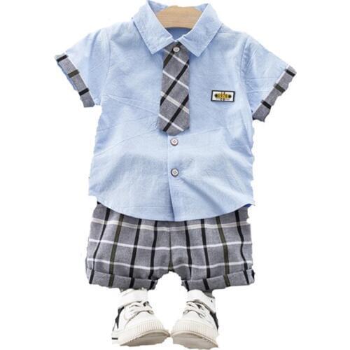 Summer Infant Boy Clothes Set Girls Clothing Set Kids Baby Suit Outwear Baby Short Sleeve bow T Shirt+Boys Pants Casual 0-3Y