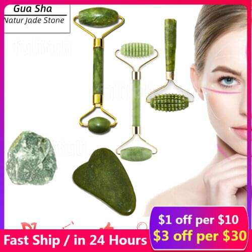 Natural Jade Roller Facial Massage Roller Gua Sha Massager For Face Eye Scraping Facial Skin Lifting Wrinkle Remove Skin Care