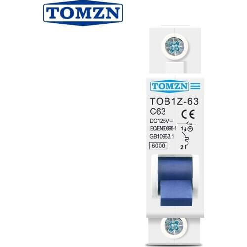 DC MCB 6KA 1P 125V Mini Circuit Breaker 3A 6A 10A 16A 20A 25A 32A 40A 50A 63A