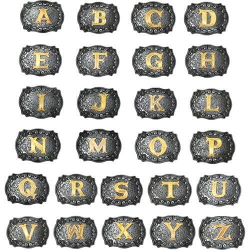 Men Western Cowboy Texas Rodeo Belt Buckle Gifts Jewelry Initial Letters A-Z Novelty Man Belt Buckle