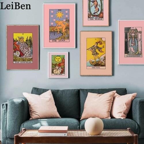 Nordic Abstract The Star Tarot Poster Wall Art Canvas Painting Print Sun Empress Priestess Pictures for Living Room Home Decor