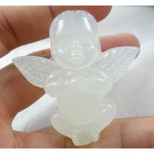 Natural stone Quartz crystal Chinese stone hand-carved statue of Cupid amulet pendantfor diy jewelry making Necklace