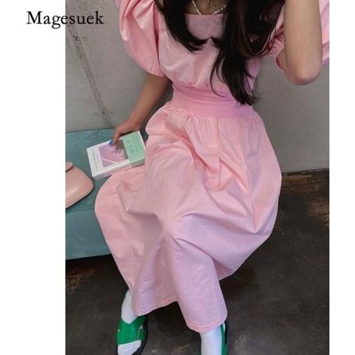 New Fashion Sweet 2021 Summer Women Dress Puff Sleeve Square Collar Dress Casual Elegant Party Dress for Women Vestidos 13995