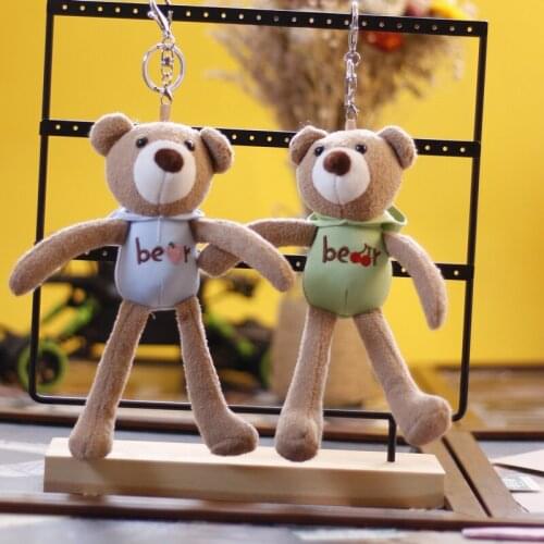 20cm new Cute Creative happy bear with sweat Pendant Plush High Quality chain Soothing doll christmase interesting couple gift