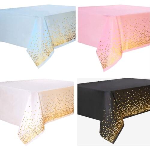 Gold Dot Gilded Tablecloth 137*274cm Disposable Tablecloth Cover Kids Birthday Party Supplies Baby Shower Wedding Home Decor