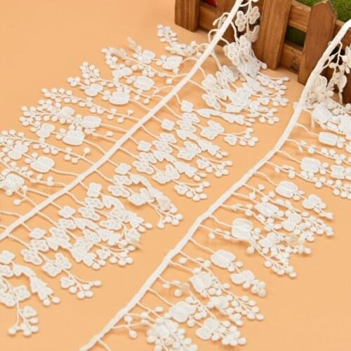 Tassel Trims 5 Yard Ivory Milk Silk Fringes Lace Trim Fabric Ribbon Tapes Dress Skirt Clothing Sewing Cloth 1047846M4F303