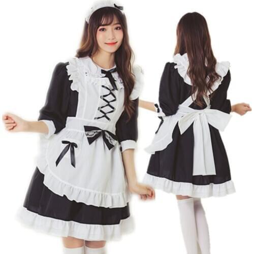 Lolita Dress Maid Cosplay Fantasia Carnival Party Black Dress Women Princess Dress Girl Halloween Costume For Girls