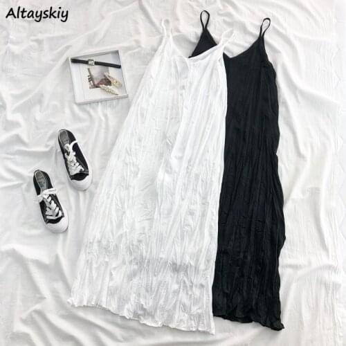 Sleeveless Dress Women College Fashion Elegant Design Ins Summer Classy Popular Temperament Aesthetic Teenagers Solid All-match