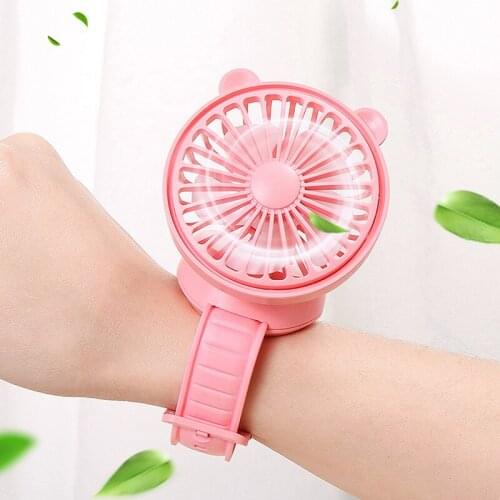 Cute Bear Hand-Held Fan Comfortable Wrist Strap Cartoon Portable Mini Fan For Outdoor Travel B99
