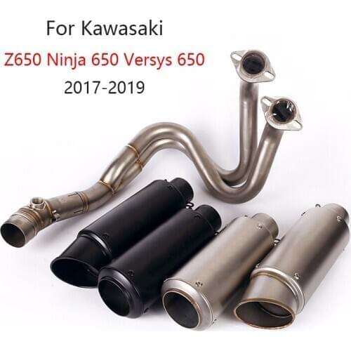 Slip-on Exhaust System for Kawasaki Z650 Versys 650 Ninja 650 Motorcycle Exhaust Pipe Header Mid Link Pipe 51mm Muffler Escape