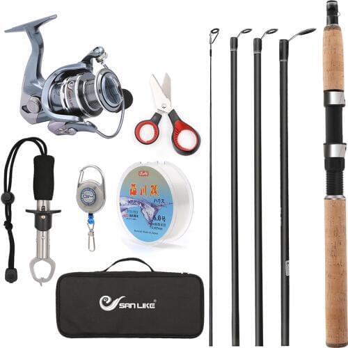 Travel Suit Telescopic Fishing Rod and Reel Combos FULL Kit, Spinning Fishing Gear Organizer Pole Sets with Line Lures Hooks