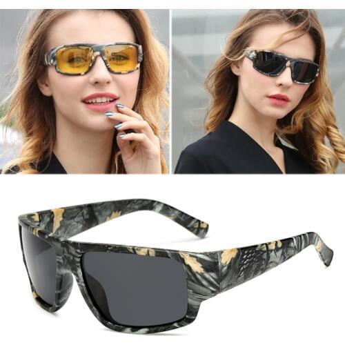 Vintage Sunglasses Men Polarized Glasses Retro Camo Glasses Frame Luxury Square Sunglasses Women Driving Anti-glare UV400 Goggle