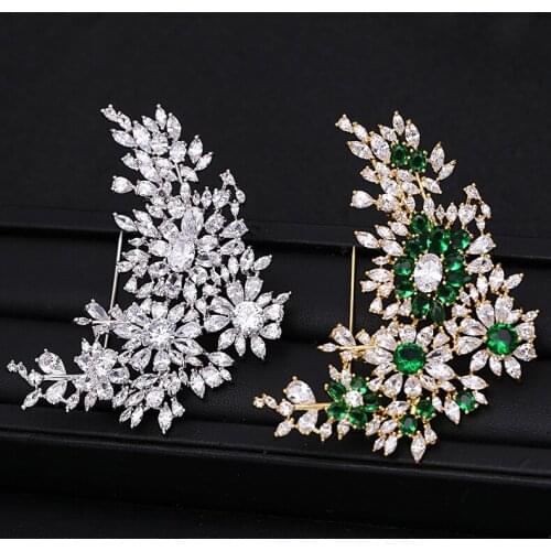 Womens Flower Brooch CZ crystal brooch