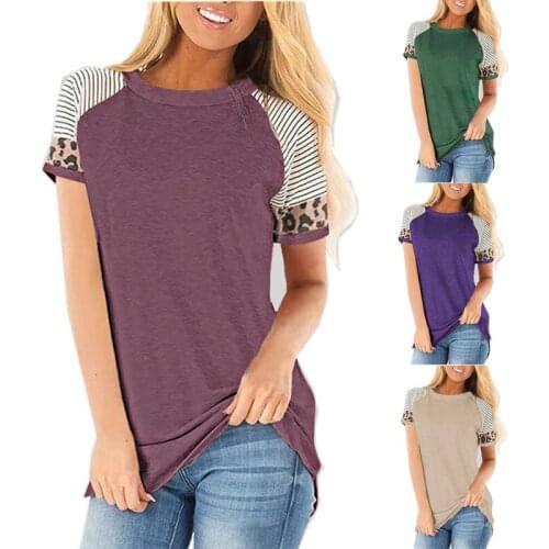 T Shirt Women 2021 New Arrival Summer Style Ladies Leopard Print womens t-shirts Short Sleeves Tshirt Dropshipping LCY1960