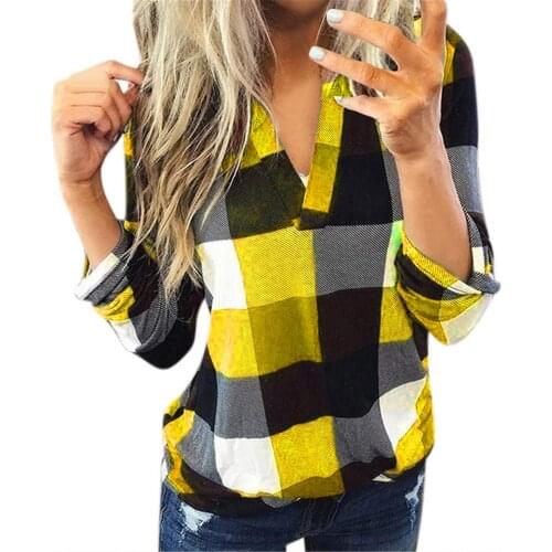 Plaid Print Women Blouses Casual Cotton Long Sleeve Ladies Shirt Korean Style Fashion Funny Winter Bottoming Female Shirt Top