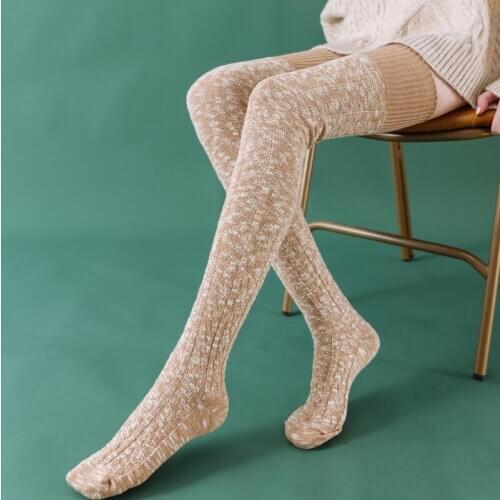 Female Stocking Women’ s Long Tube Socks Thigh High Sock for Autumn Winter Thick thread stitching ladies pile knee socks 2020