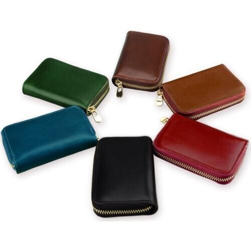 Genuine Leather Women RFID Wallet Coin Purse Business Card Holder Wallet Zipper Bank Credit Card Case Holders Money Bag