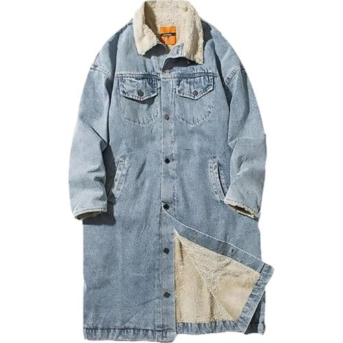 1.8kg! Thick Winter Jacket Men Long Fleece Jeans Wind Jackets Oversize Parka Male Denim Coats Streetwear Cowboy Windbreaker 2021