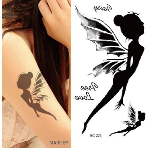 1@# 1PC Fashion Angel Waterproof Temporary Sticker Rose Elk Tattoo Black Triangle Tattoos Body Arm Sexy Girl Fake Tatoos Chains