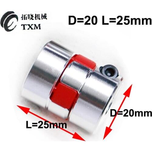 1pc D20 L25 1/4" 4mm 5mm 6mm 6.35mm 7mm 8mm 10mm Flexible jaw spider coupler stepper motor shaft coupling