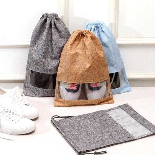 1Piece S/L Waterproof Shoes Storage Bag Pouch Portable Travel Organizer Drawstring Bag Cover Non-Woven Laundry Organizer